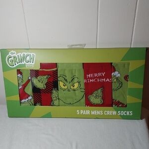 Grinch 5 Pair Men's Crew Socks Dr. Seuss Bioworld